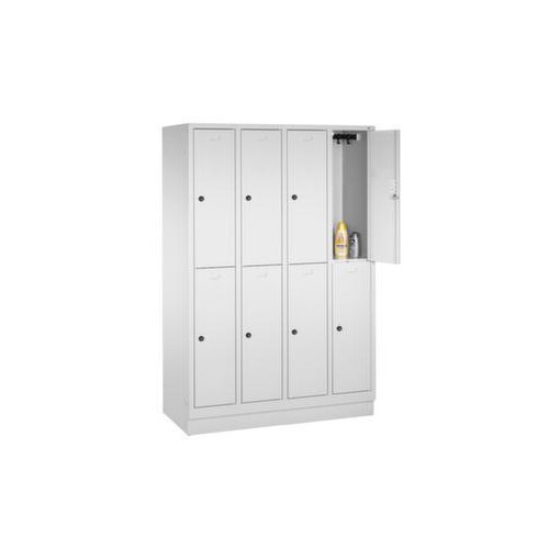 Doppelstöckiger Garderobenschrank,RAL7035,HxBxT 1800x1190x500mm,4x2 Abt.