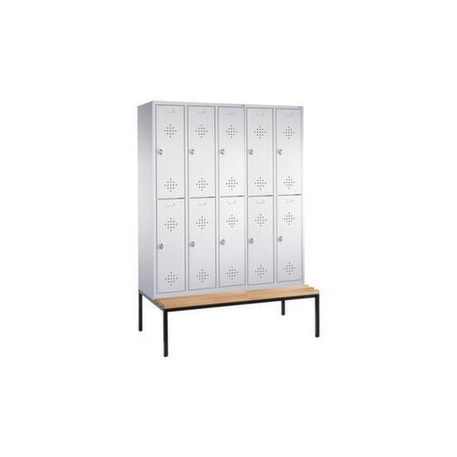 Sitzbankschrank,RAL7035,HxBxT 2090x1480x815mm,5x2 Abt.,Abt. B 300mm