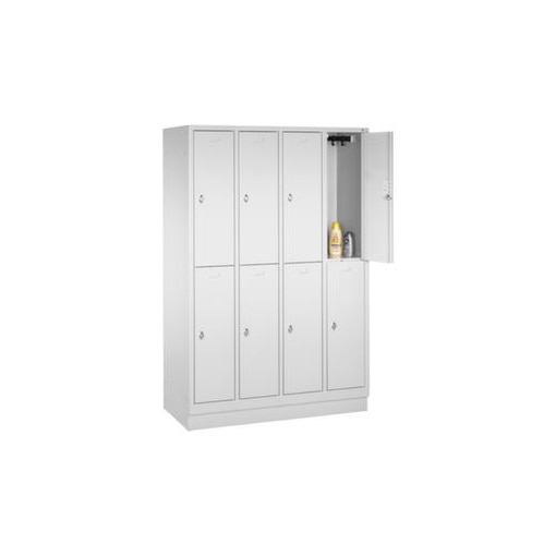 Doppelstöckiger Garderobenschrank,RAL7035,HxBxT 1800x1190x500mm,4x2 Abt.