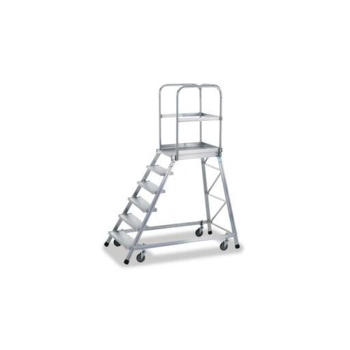 Podesttreppe, fahrbar, Podest H 1, 44m, 6 Stufe(n), 60° Neigung, Alu