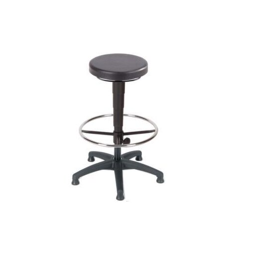 Hocker, Sitz H 590-840mm, Sitz schwarz, m. Fußring, Mittelsäule