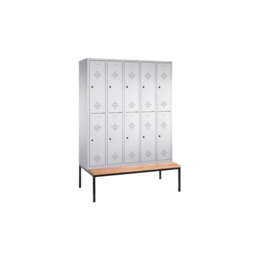 Sitzbankschrank,RAL7035,HxBxT 2090x1480x815mm,5x2 Abt.,Abt. B 300mm