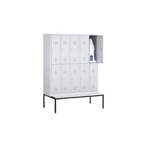 Sitzbankschrank,RAL7035,HxBxT 2090x1480x815mm,5x2 Abt.,Abt. B 300mm