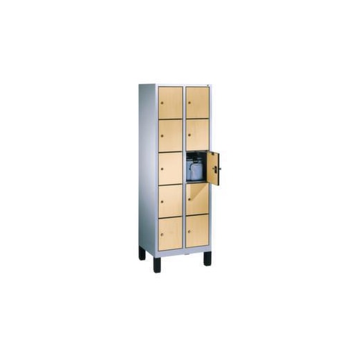 Schließfachschrank,HxBxT 1850x600x500mm,Korpus RAL7021,Front Donau-Ahorn