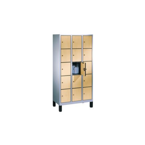 Schließfachschrank,HxBxT 1850x1200x500mm,Korpus RAL7021,Front Donau-Ahorn