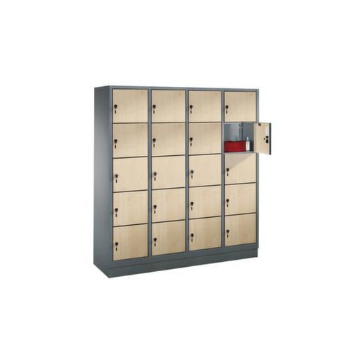 Schließfachschrank,HxBxT 1800x1200x500mm,Korpus RAL7021,Front Donau-Ahorn