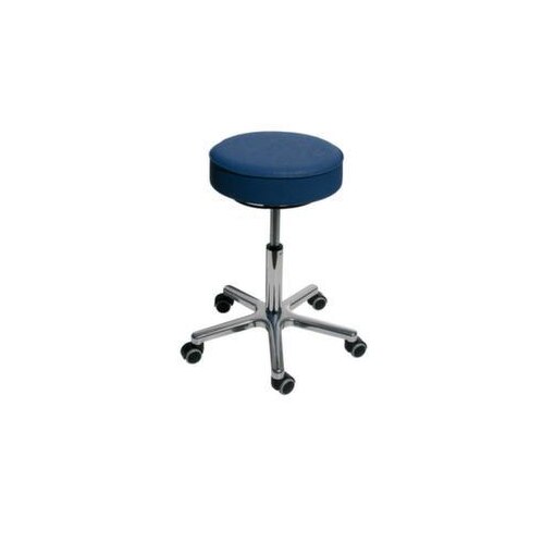 Hocker, Sitz H 540-720mm, Sitz Kunstleder skyblau, Gestell Alu, Rollen