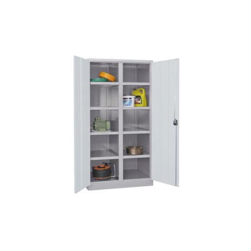 Schwerlast-Flügeltürenschrank,RAL7035,HxBxT 1950x1040x630mm,8xStahlboden