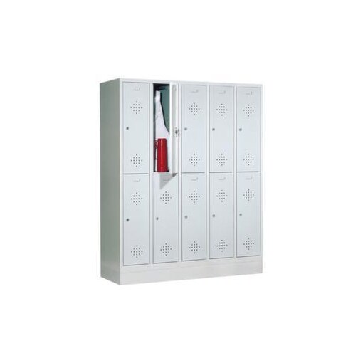 Abteilschrank,RAL7035,HxBxT 1800x1480x500mm,5x2 Abt.,Abt. B 300mm