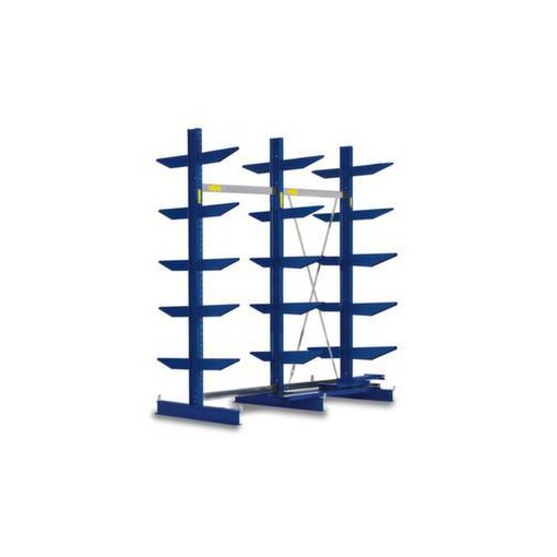 Kragarmregal, Grund+Anbau, HxBxT 2480x2494x1320mm, 3 Ständer, RAL5010