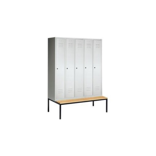 Sitzbankschrank,RAL7035,HxBxT 2090x1480x500mm,5 Abt.,Abt. B 300mm