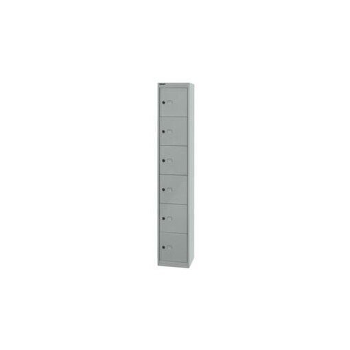 Schließfachschrank,HxBxT 1802x305x305mm,6 Fächer,Zyl.-Schl.,Korpus silber