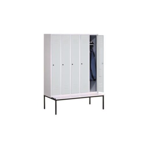 Sitzbankschrank,RAL7035,HxBxT 2090x1480x500mm,5 Abt.,Abt. B 300mm