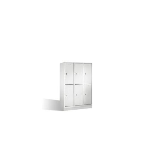 Doppelstöckiger Garderobenschrank,RAL7035,HxBxT 1800x1200x500mm,3x2 Abt.