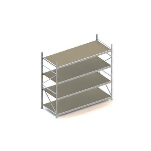 Weitspannregal,Grundfeld,HxBxT 2500x2651x1050mm,Fachl. 490kg,4xHolzboden