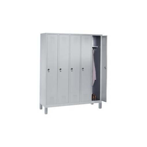 Abteilschrank,RAL7035,HxBxT 1850x1480x500mm,5 Abt.,Abt. B 300mm