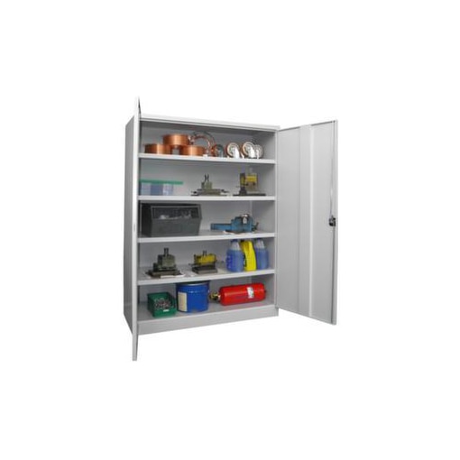 Schwerlast-Flügeltürenschrank,RAL7035,HxBxT 1950x1470x630mm,4xStahlboden