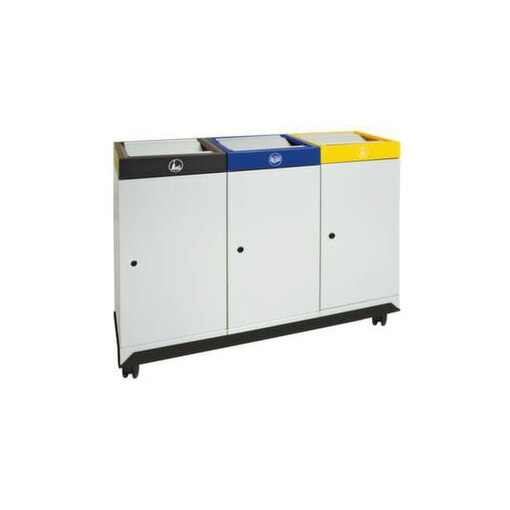 Wertstoffsammelstation, feuerhemmend, 3x30l, HxBxT 700x910x300mm