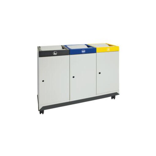 Wertstoffsammelstation, feuerhemmend, 3x70l, HxBxT 950x1210x380mm