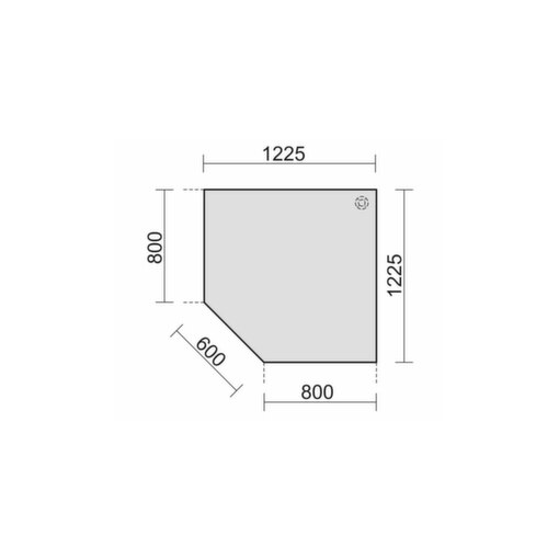 Verkettungselement,90 °,BxT 1225x1225mm,f. C-Fuß,Platte graphit,eckig