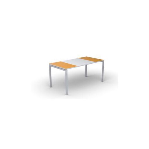 Schreibtisch, HxBxT 750x1600x800mm, Platte orange/weiß, rechteckig