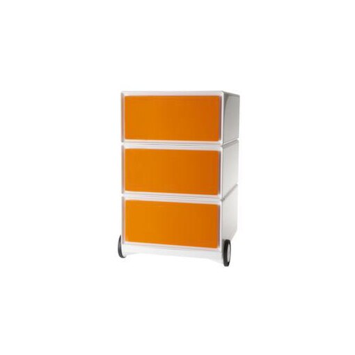 Rollcontainer, HxBxT 642x390x436mm, Korpus weiß, Front orange