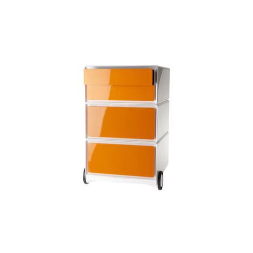 Rollcontainer, HxBxT 642x390x436mm, Korpus weiß, Front orange