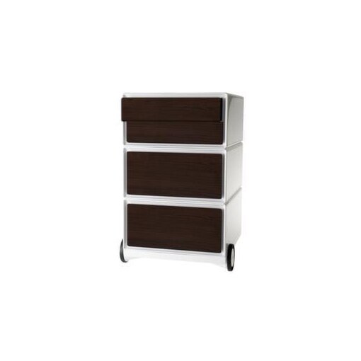 Rollcontainer, HxBxT 642x390x436mm, Korpus weiß, Front Wenge