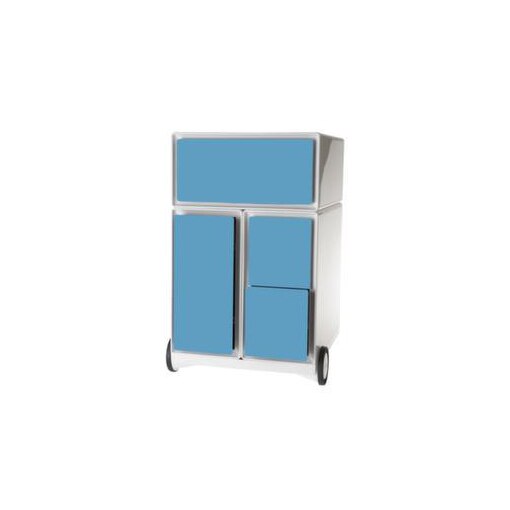 Rollcontainer,HxBxT 642x390x436mm,1 HR-Auszüge,Korpus weiß,Front blau