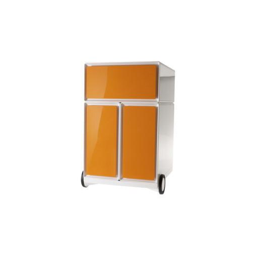 Rollcontainer,HxBxT 642x390x436mm,2 HR-Auszüge,Korpus weiß,Front orange