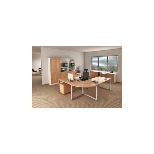 Büroschrank, HxBxT 1270x800x420mm, Korpus weiß, Front Nussbaum