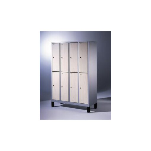 Garderobenschrank,HxBxT 1850x1190x500mm,Korpus RAL7021,Front Donau-Ahorn