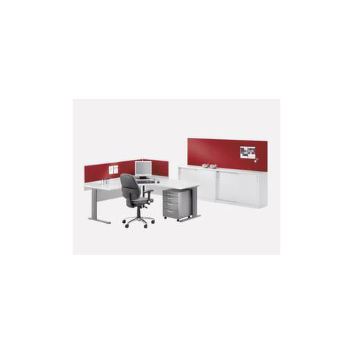 Schreibtisch,HxBxT 720-840x1800x800mm,C-Fuß,alusilber,NV Braun Hickory