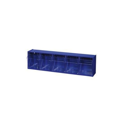 Klappkastenmagazin, HxBxT 165x600x135mm, 5 Kästen, Gehäuse blau