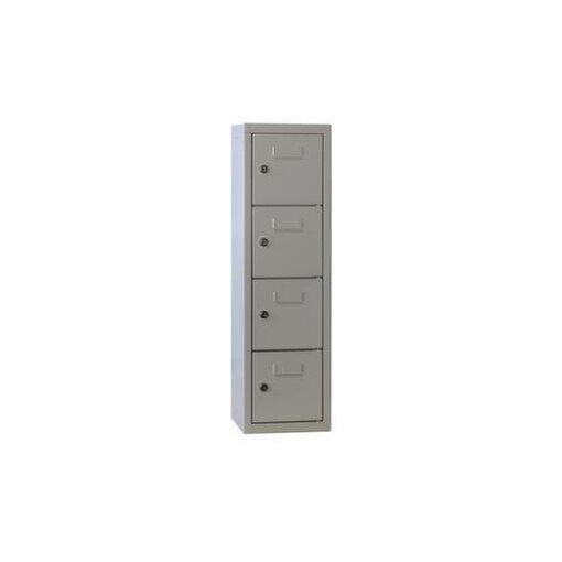 Schließfachschrank, RAL7035, HxBxT 778x225x200mm, 1x4 Fächer, Zyl.-Schl.