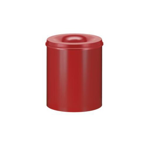 Papierkorb,selbstlöschend,80l,HxØ 540x470mm,Kopfteil rot,Korpus Stahl rot