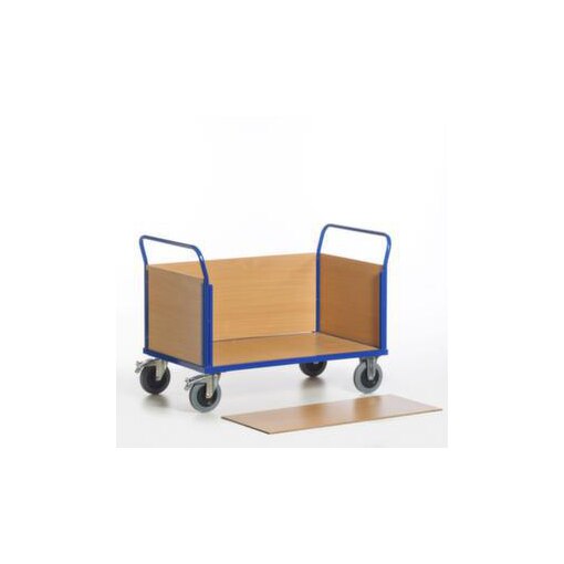 Vierwandwagen, Tragl. 500kg, Ladefl. LxB 850x470mm, Holzplatte, 4 Wände