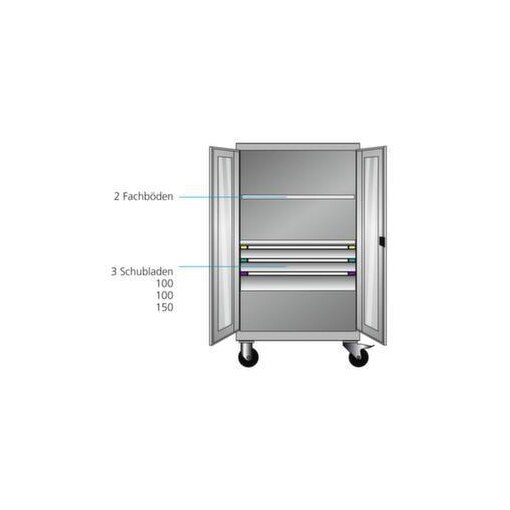 Mobiler Flügeltürenschrank, HxBxT 1813x1005x691mm, 3xStahlboden