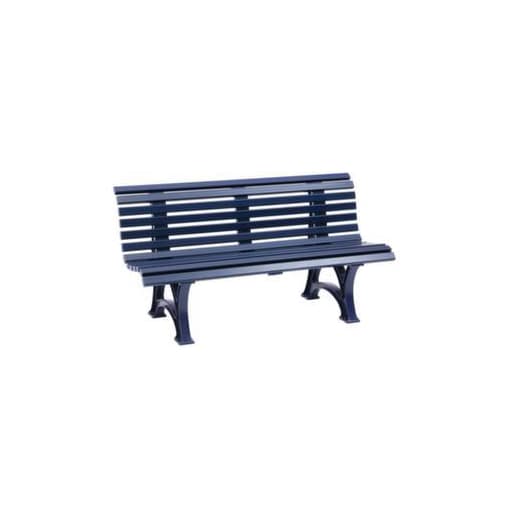 Parkbank, HxBxT 800x1500x450mm, 13 Latten, PVC-Leisten-Sitz blau