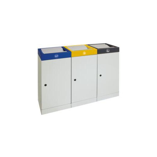 Wertstoffsammelstation, feuerhemmend, 3x70l, HxBxT 850x1210x380mm