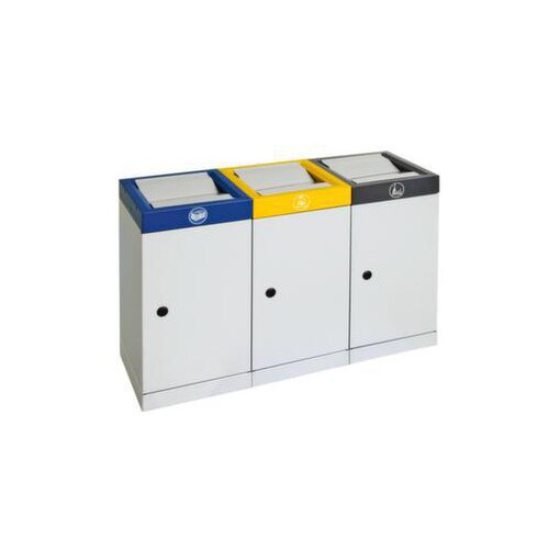 Wertstoffsammelstation, feuerhemmend, 3x30l, HxBxT 600x910x300mm