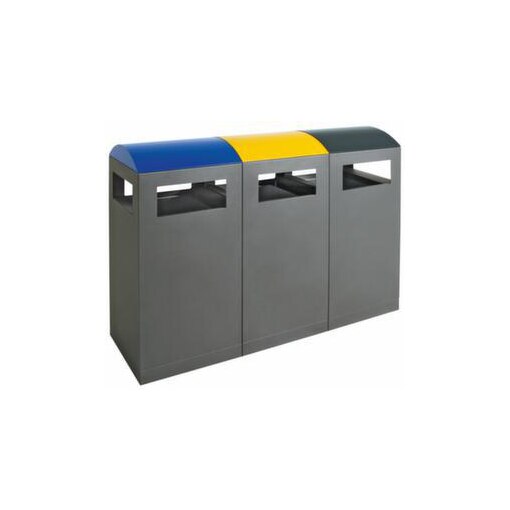 Wertstoffsammelstation, nicht brennbar, 3x90l, HxBxT 1050x1350x450mm