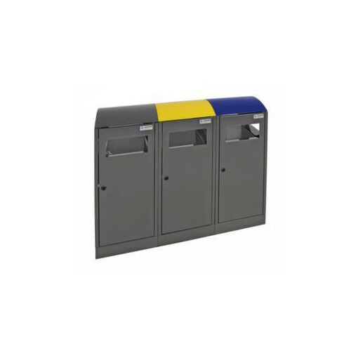 Wertstoffsammelstation, nicht brennbar, 3x40l, HxBxT 815x1050x350mm