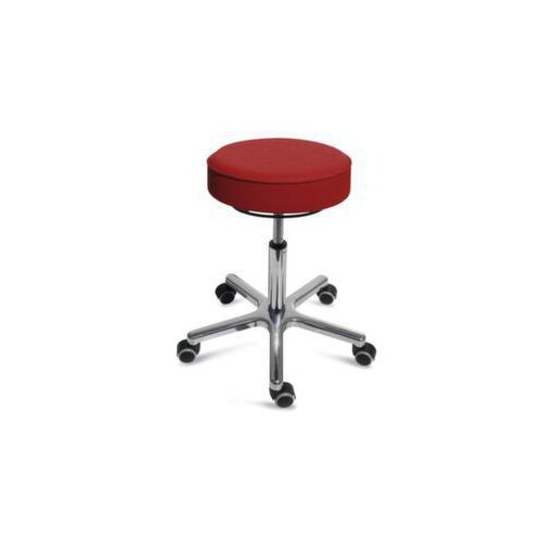 Hocker, Sitz H 540-720mm, Sitz Kunstleder rot, Gestell Alu, Rollen