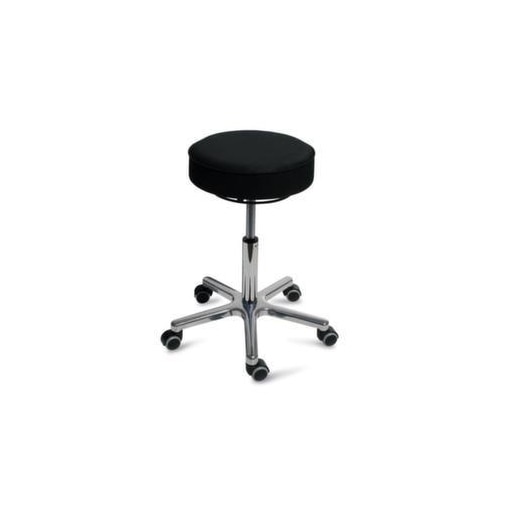 Hocker, Sitz H 540-720mm, Sitz Kunstleder schwarz, Gestell Alu, Rollen