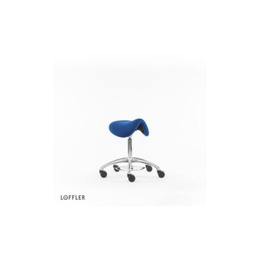 Sattelsitzhocker, Sitz H 510-650mm, Sitz Stoff blau, Gestell Alu, Rollen