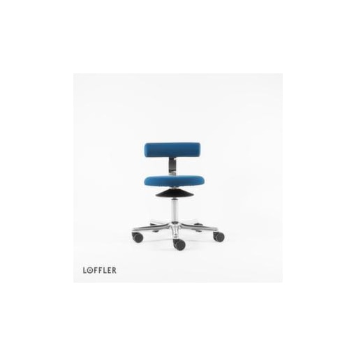 Hocker,Sitz HxBxT 460-570x400x400mm,bewegliche Sitzfläche,Sitz Stoff blau