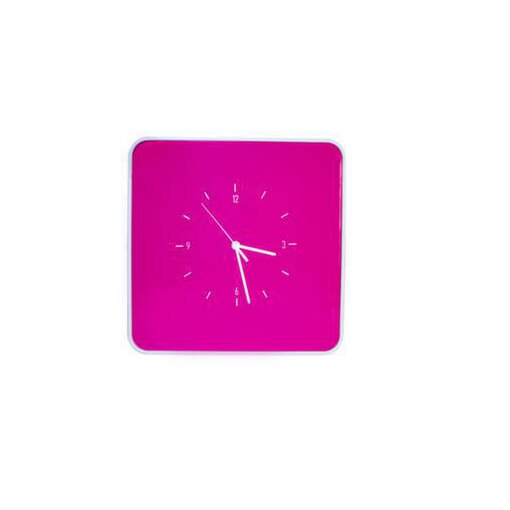 Schlüsselschrank, m. Uhr, 12 Haken, Korpus weiß, Front pink