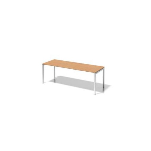 Schreibtisch, HxBxT 740x2200x800mm, Platte Buche, 4-Fuß verkehrsweiß