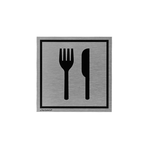 Türschild, Cafeteria, Alu, silber/schwarz, selbstklebend, HxB 110x110mm